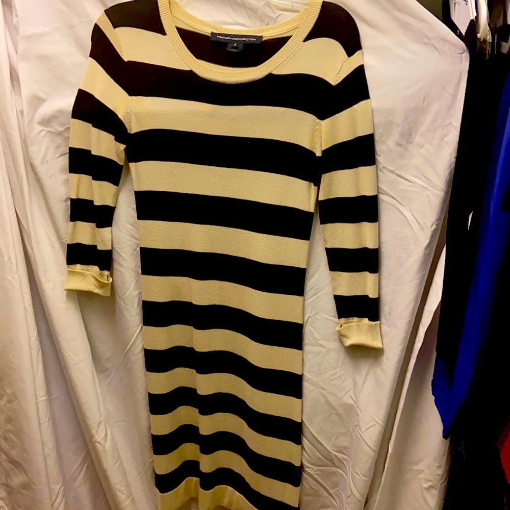 French connection small cable knit striped sweater dress